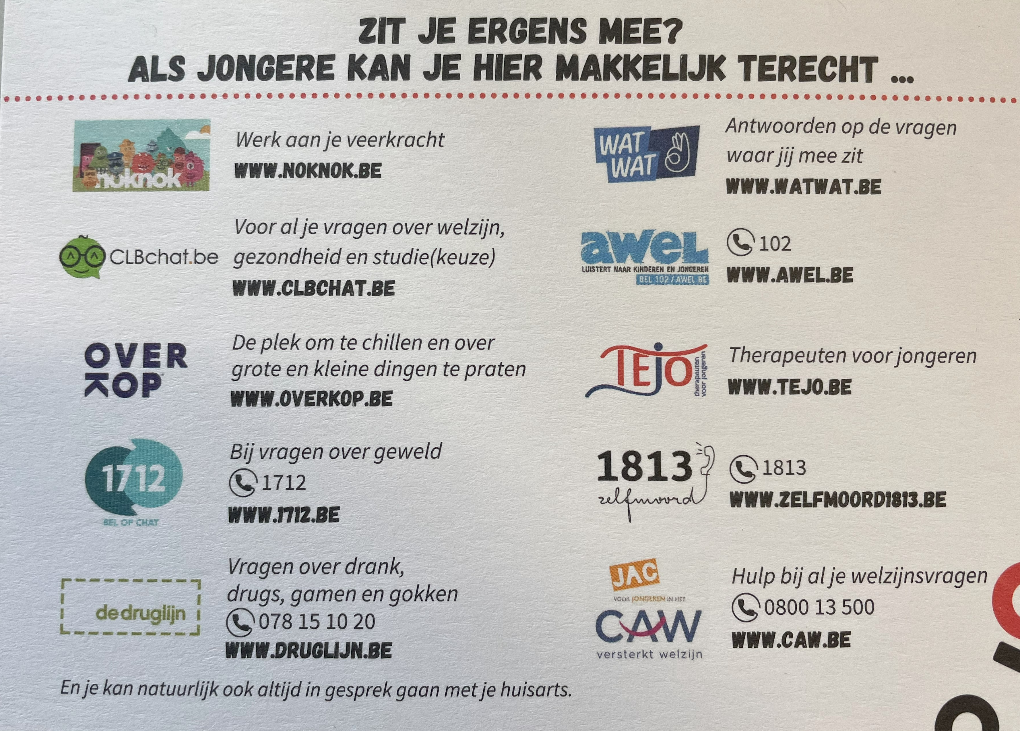 Waar kan je als jongere met vragen over je mentaal welzijn terecht?