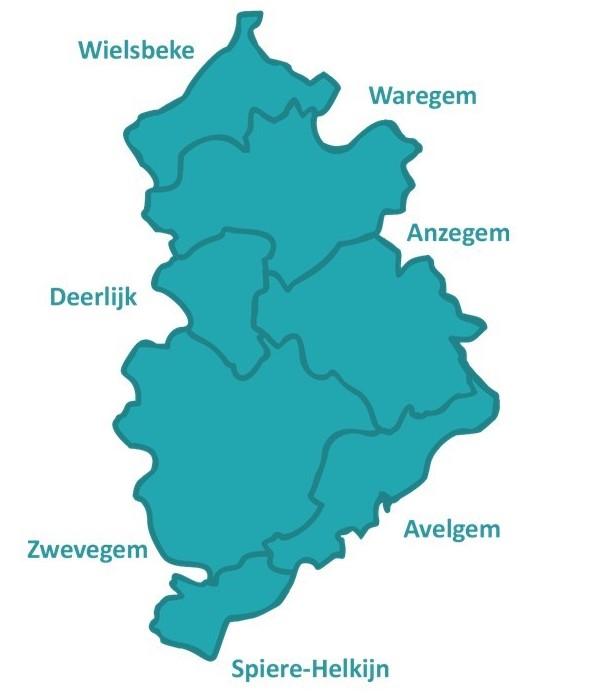 Kaart ELZ regio Waregem
